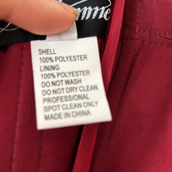 New La Femme Strapless Slit Satin Ballgown Red Wine size 6 - Picture 11 of 15